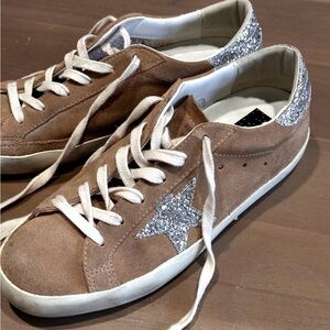 💫 Golden Goose 💫 Superstar Suede Upper Glitt Sneaker Like New 9 AUTHENTIC
